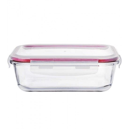 Pote Hermético 370ml 14,5cm De Comprimento Retangular Vidro Borossilicato Com Tampa